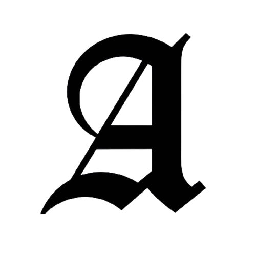 Logo resmi Adikarto Media huruf A, dengan gaya tipografi klasik.