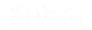 Logo Adikarto warna putih, Media alternatif independen yang menyajikan Kabar, Dialektika, Manuskrip, dan Khasanah dari Nusantara.