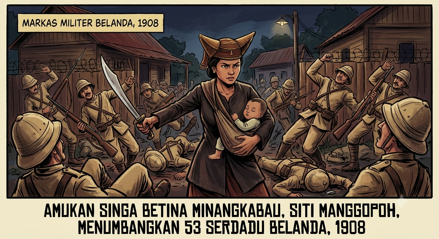 Amukan Singa Betina Minangkabau yang Menumbangkan 53 Serdadu Belanda Sambil Memeluk Bayi